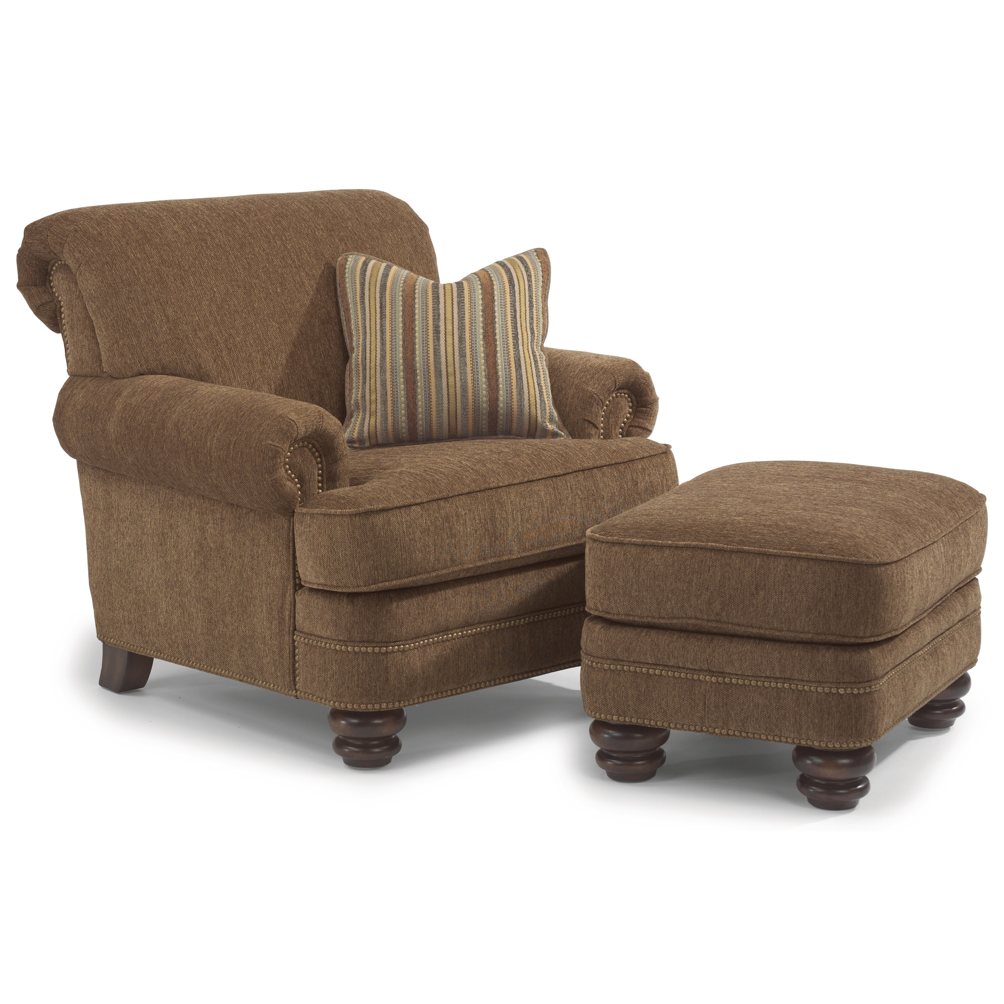 Traditional chair and shop ottoman